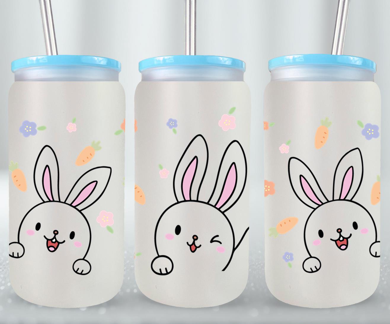 Happy Rabbit-10458 - glass can