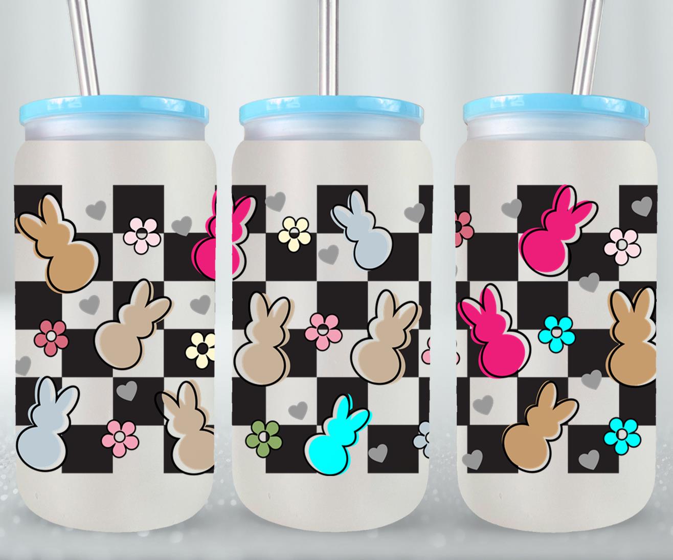 Easter Bunny Checkered-10457 - glass can