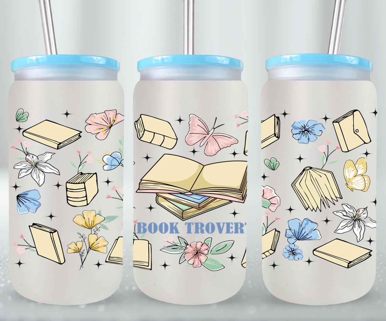 Boho Book Trovert Reading Lover-9967 - glass can