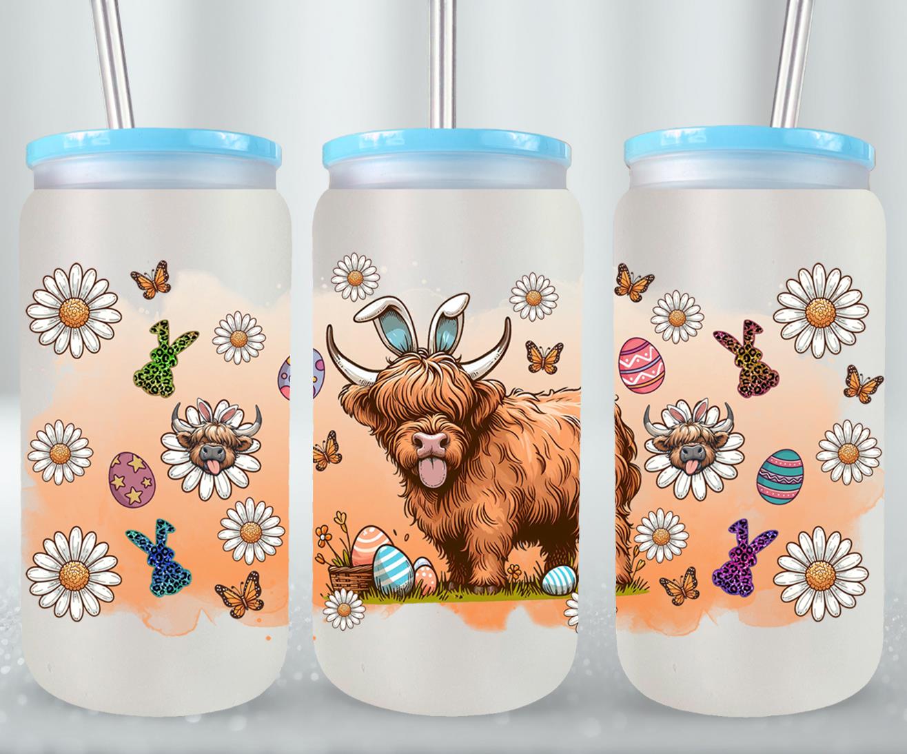 Highland Cow Easter-10376 - glass can