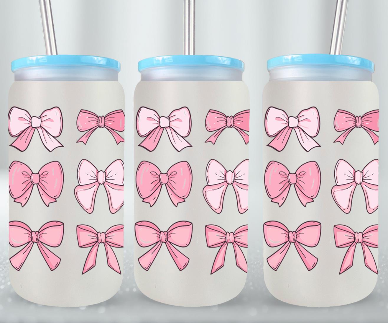 Pink Bow-9990 - glass can