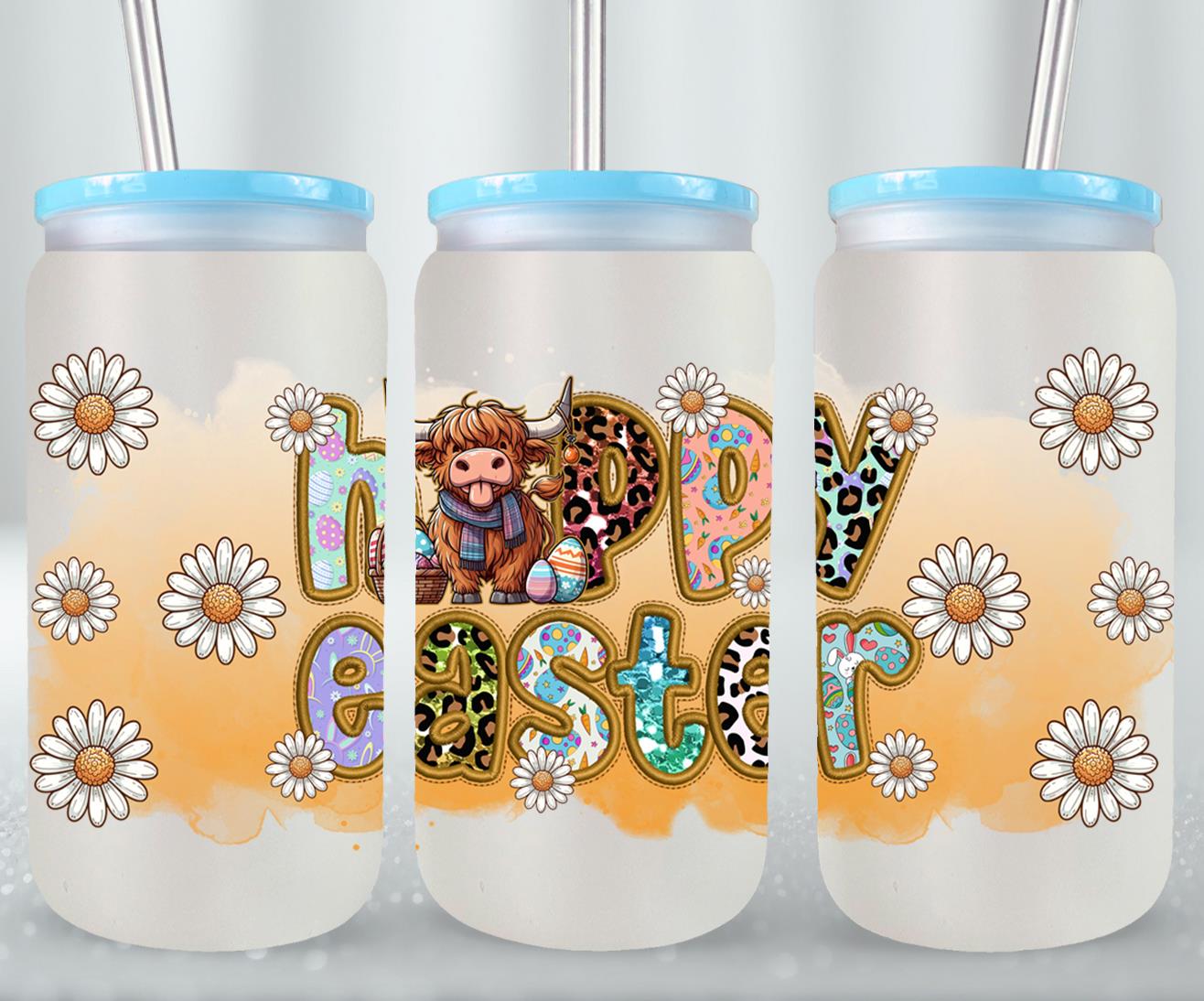 Highland Cow Easter-10396 - glass can