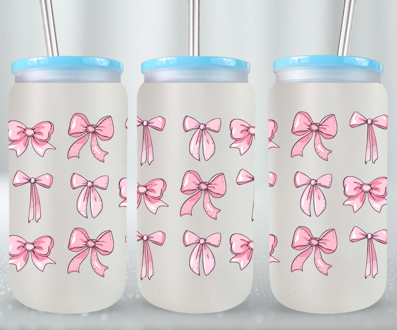 Pink Bow-9993 - glass can