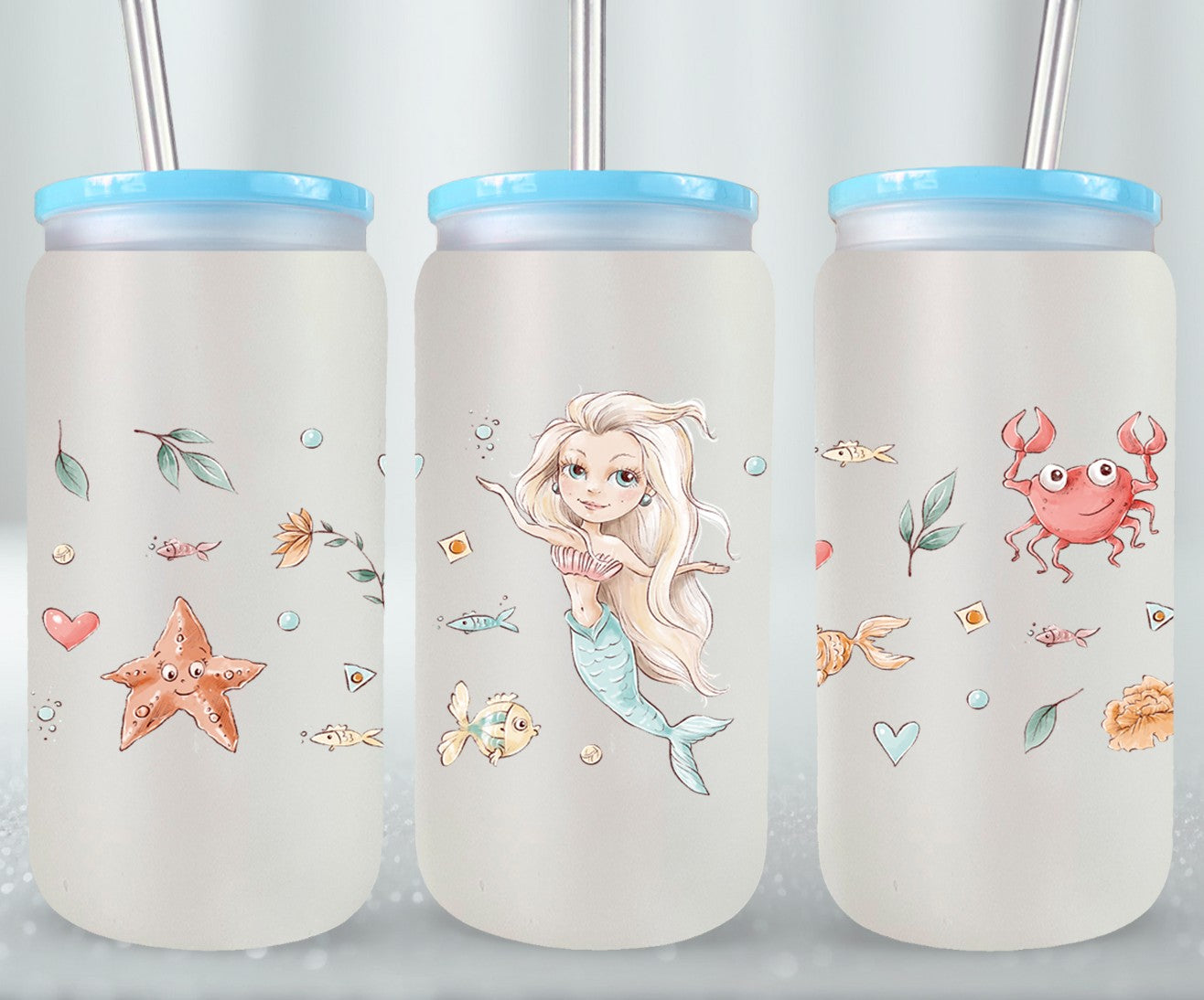 Cute Mermaid-10679 - glass can