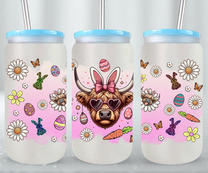 Highland Cow Easter-10401 - glass can