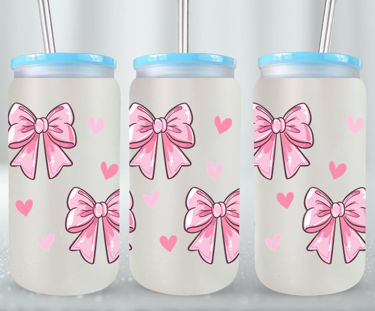 Pink Bow-9988 - glass can