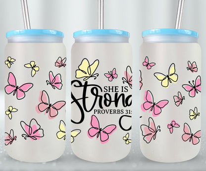 She is Strong-9911 - glass can