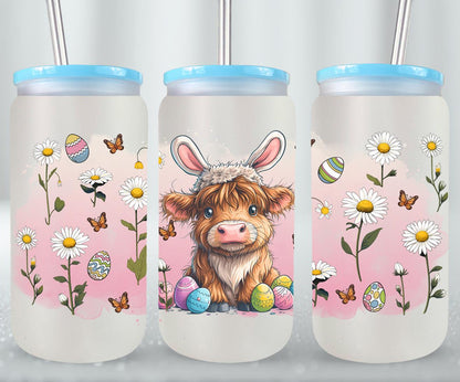 Highland Cow Easter-10403 - glass can