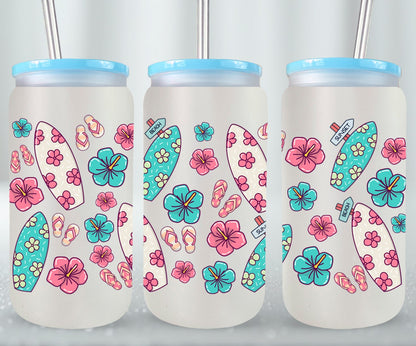 Surfboards Flip Flops Hibiscos-10691 - glass can