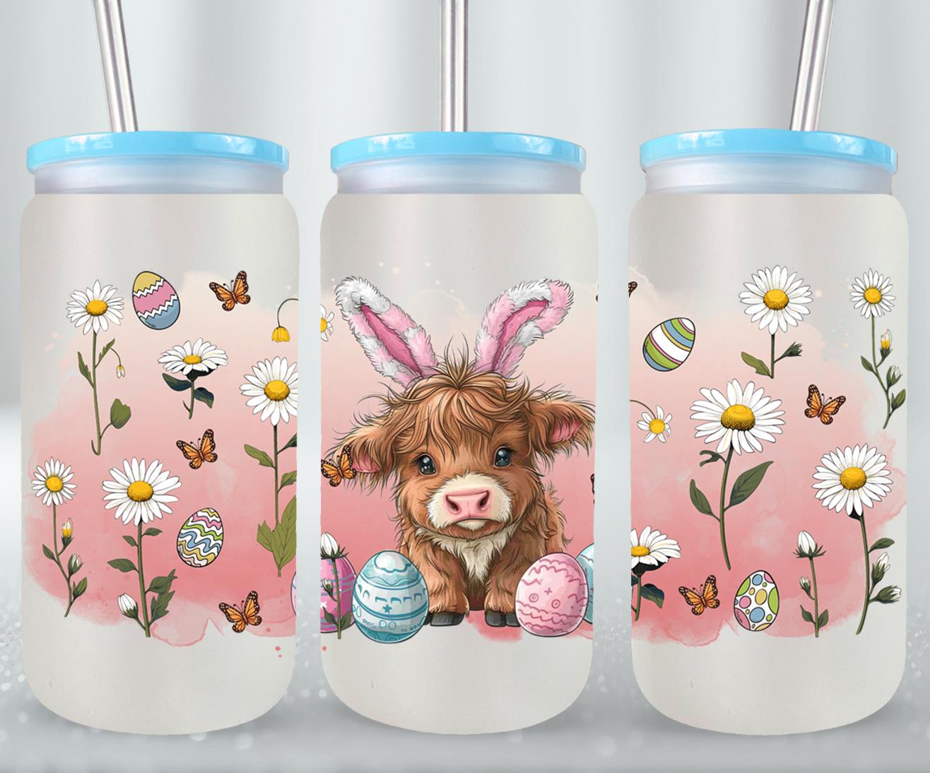Highland Cow Easter-10405 - glass can