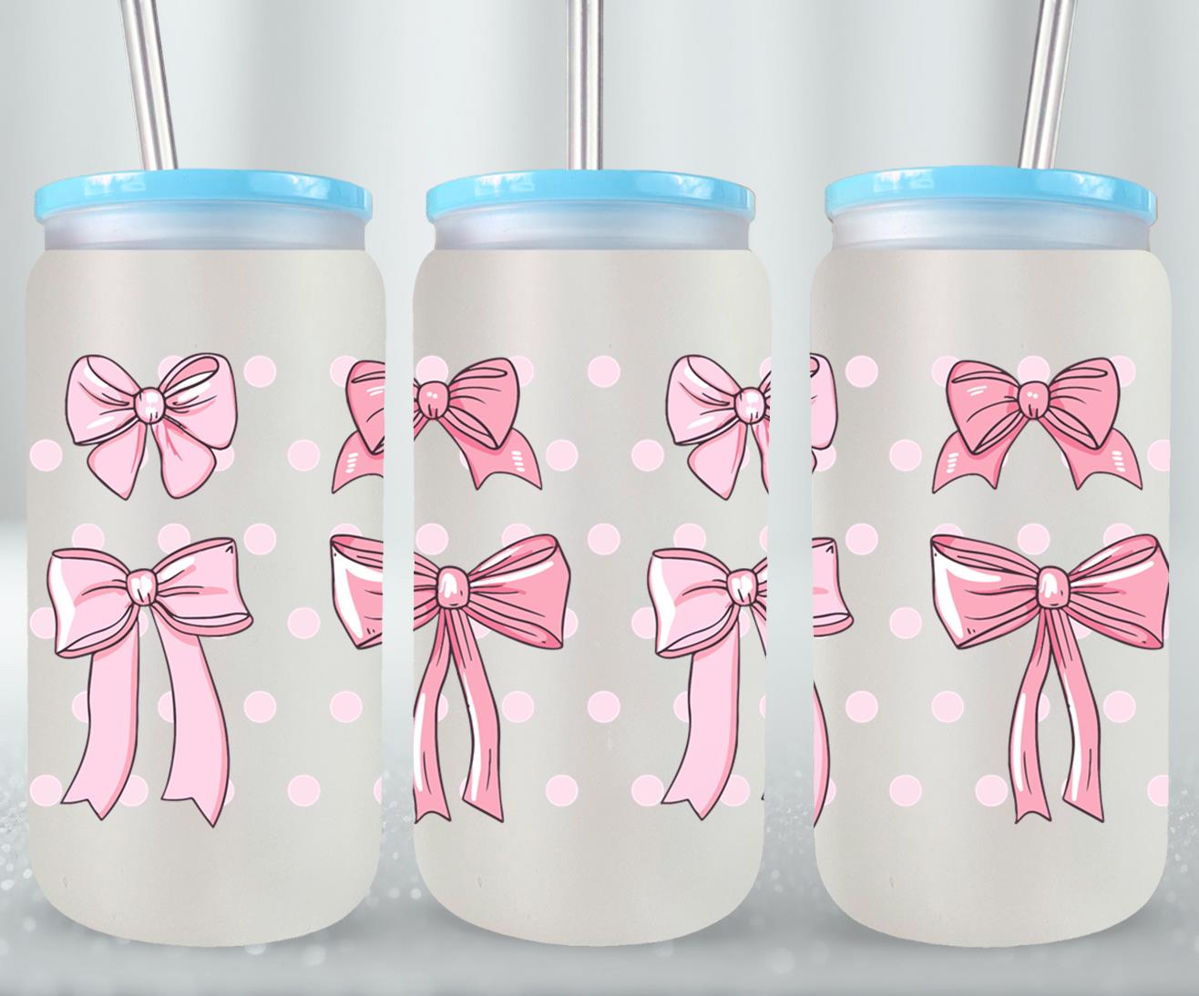 Pink Bow-9987 - glass can