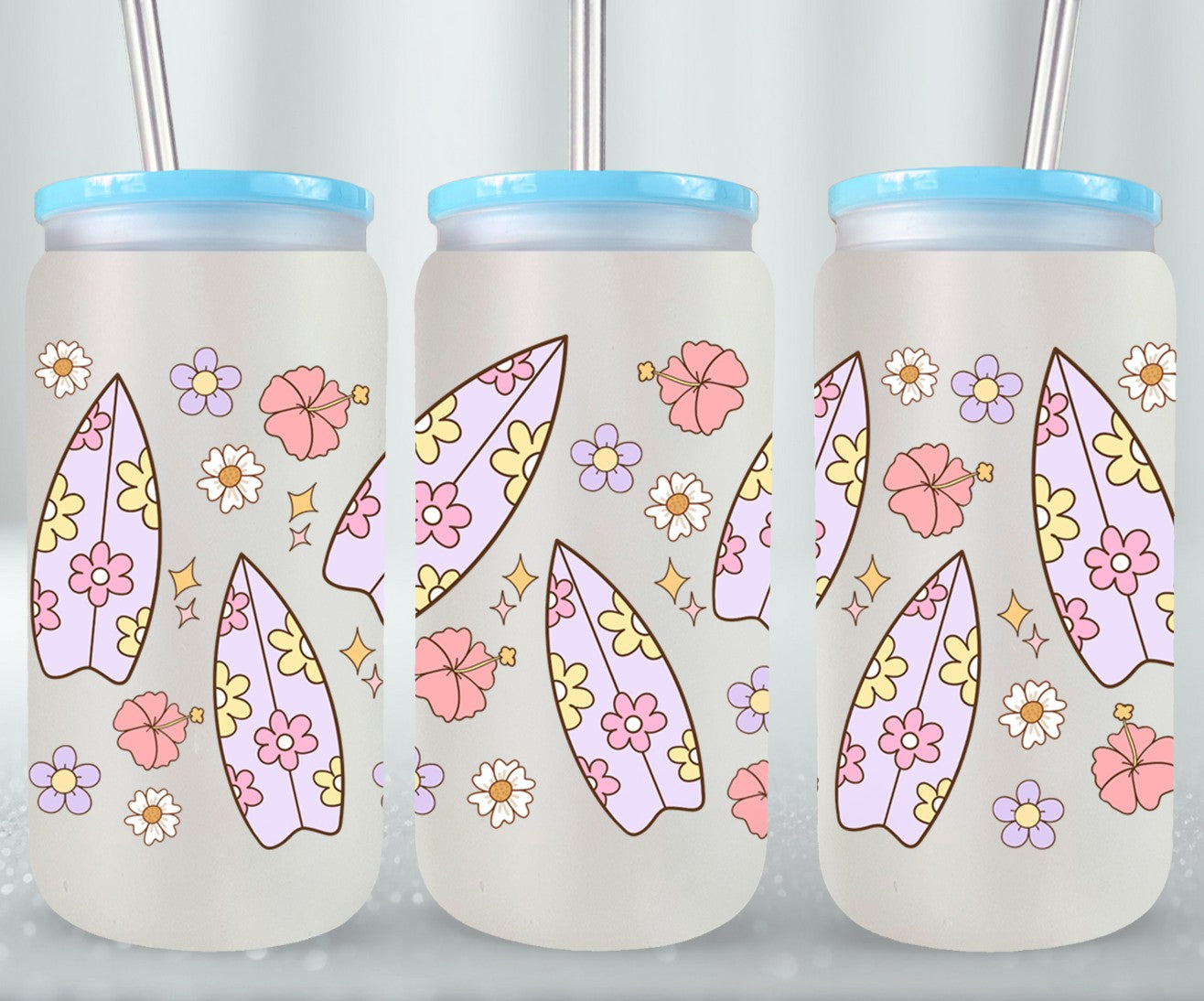 Hibiscos and Surfboard-10686 - glass can