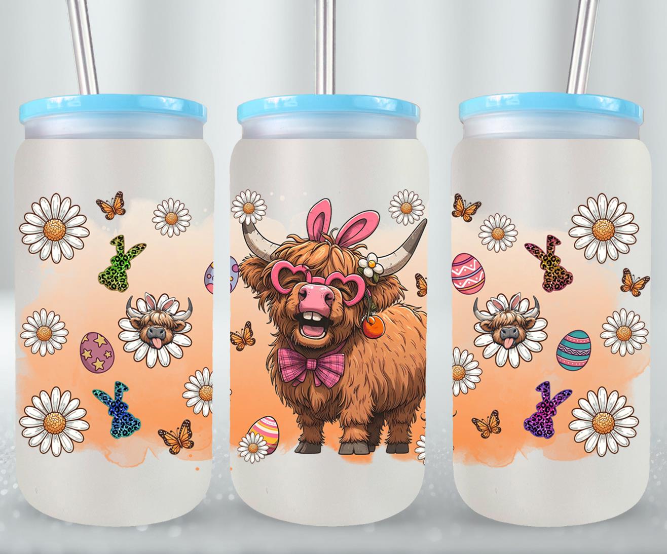 Highland Cow Easter-10385 - glass can