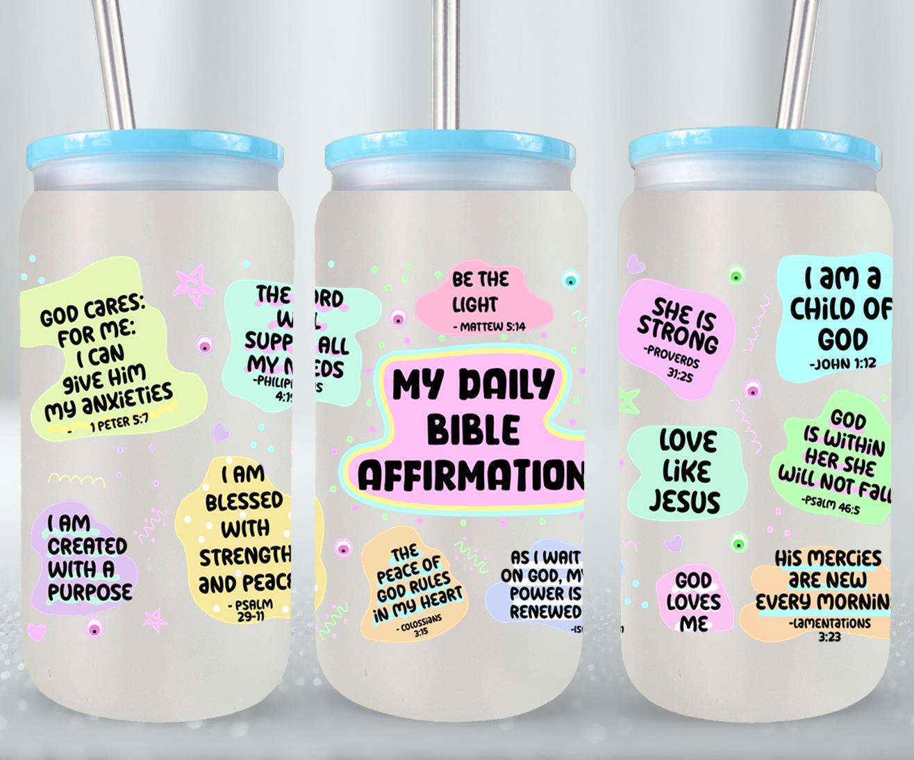 My Daily Bible Affirmation-10215 - glass can