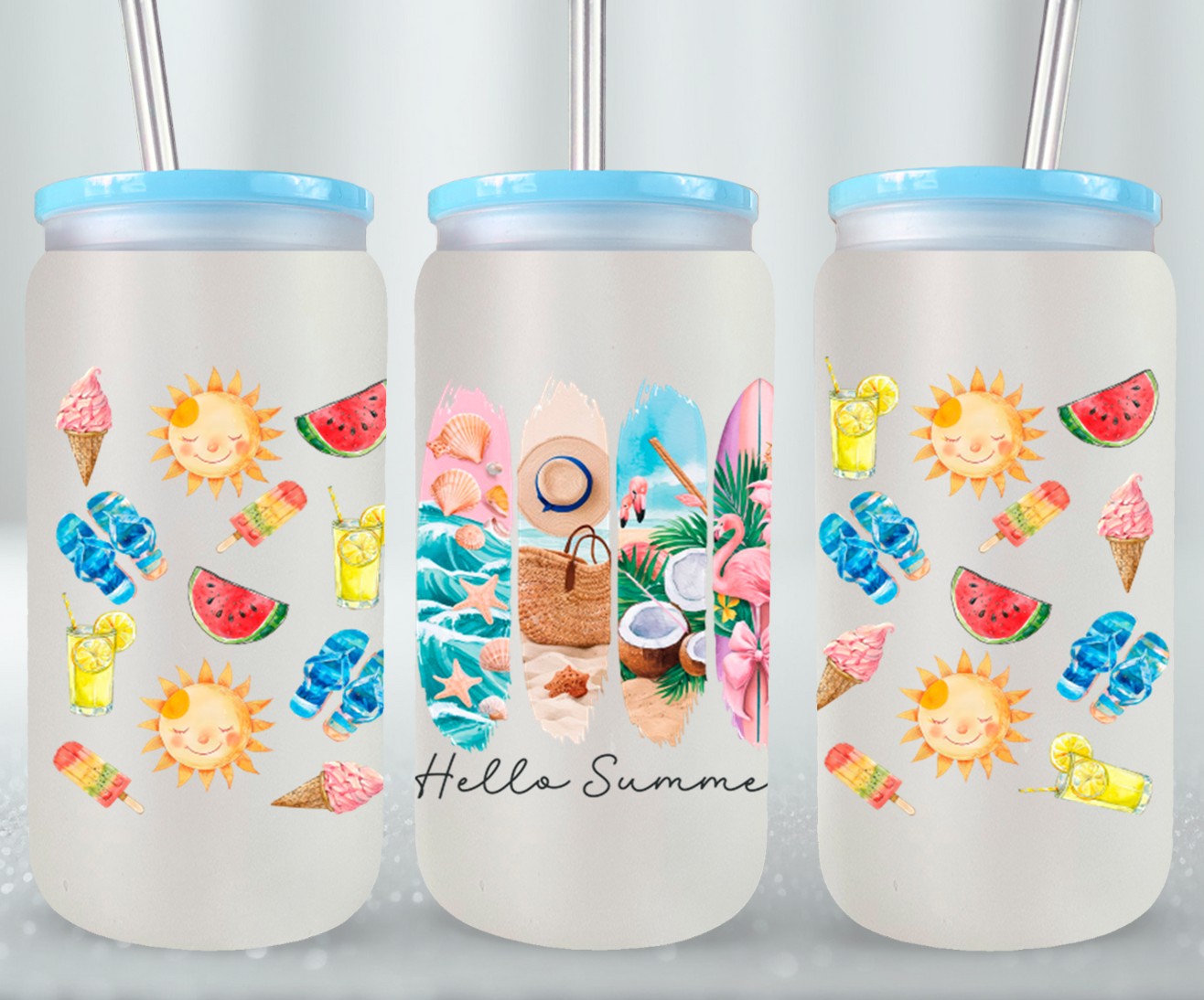Hello  summer-10663 - glass can