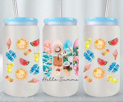 Hello  summer-10663 - glass can