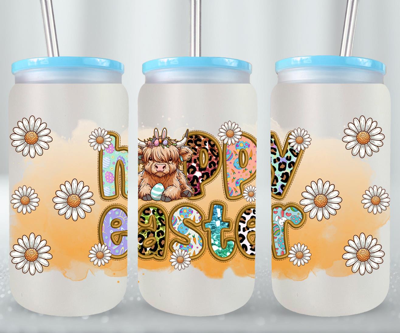 Highland Cow Easter-10395 - glass can