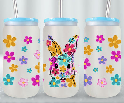Embroidered Easter Bunny - glass can