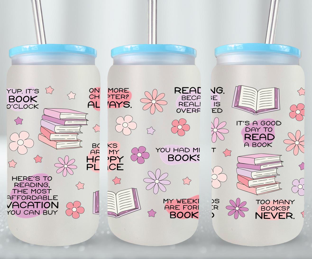 Floral Book Affirmation FULL-9975 - glass can