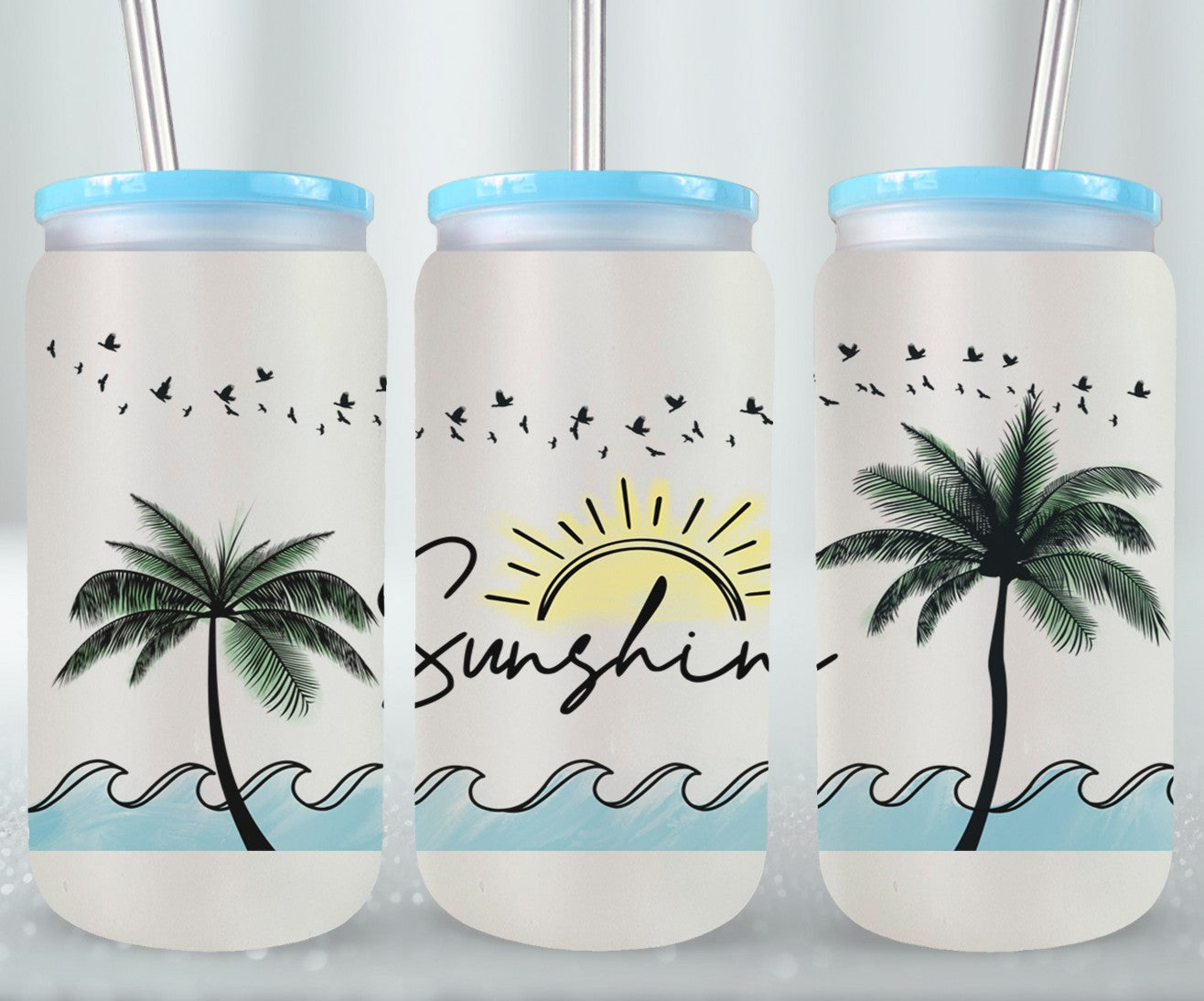 Sunshine Palm Trees-10690 - glass can