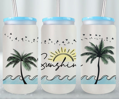 Sunshine Palm Trees-10690 - glass can