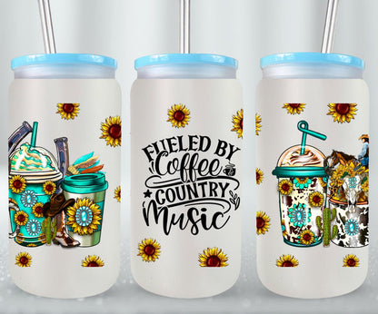 Fueled By Coffee And Country Music-10470 - glass can