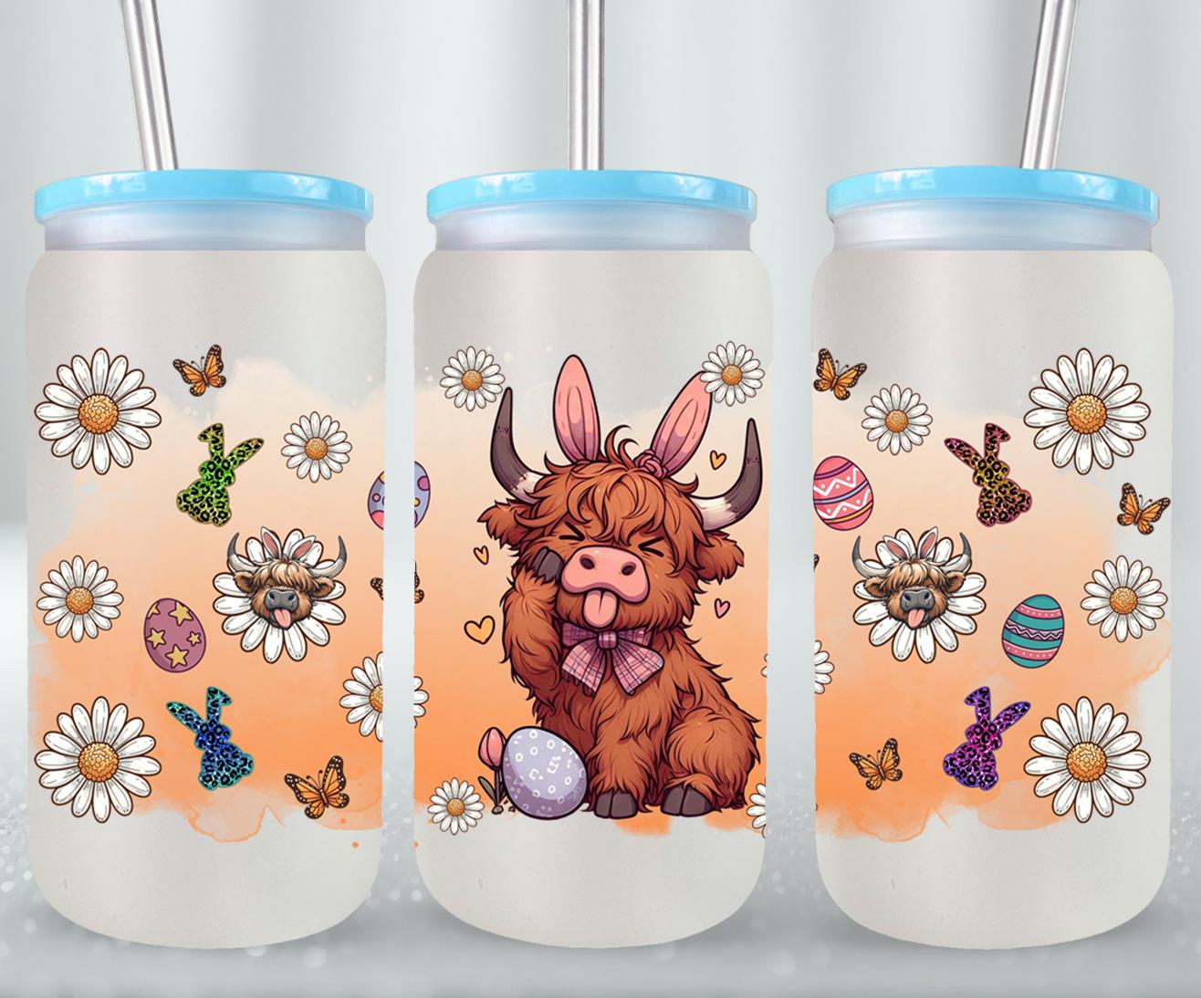 Highland Cow Easter-10373 - glass can