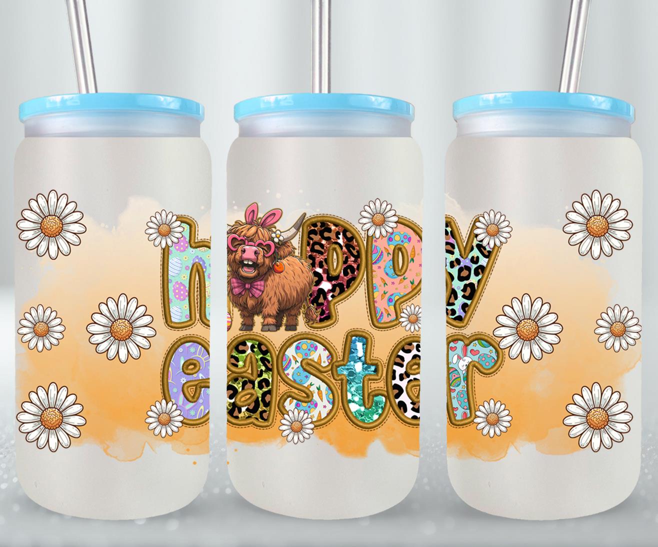 Highland Cow Easter-10397 - glass can