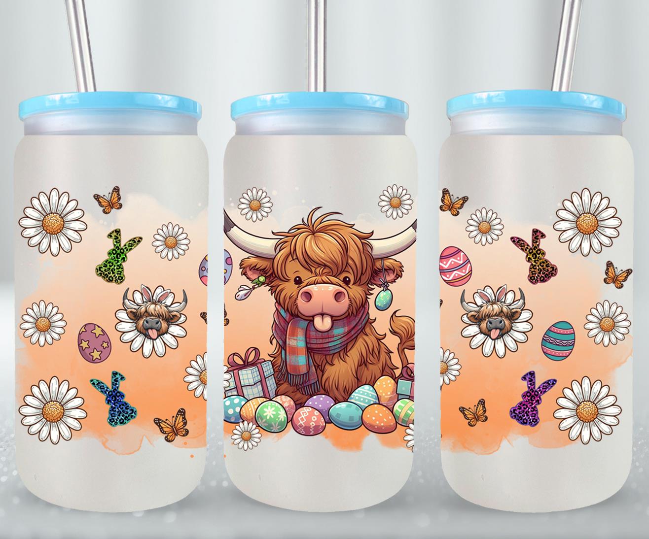 Highland Cow Easter-10374 - glass can