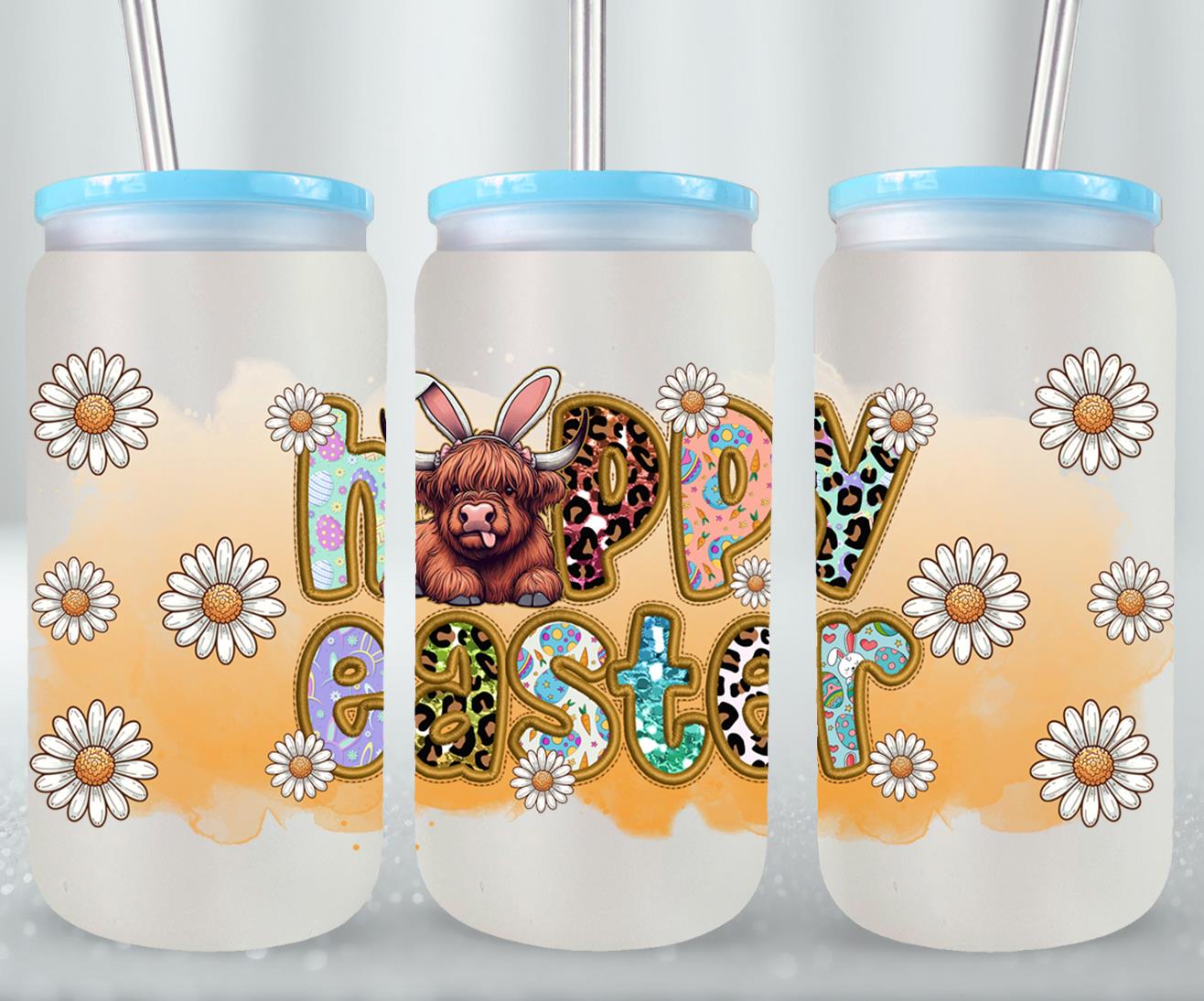 Highland Cow Easter-10394 - glass can