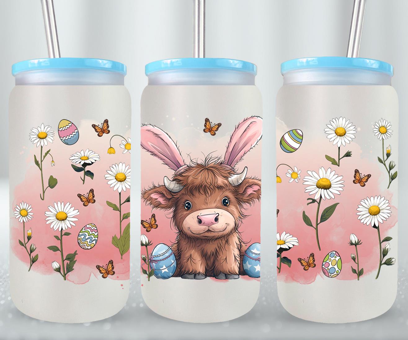 Highland Cow Easter-10368 - glass can