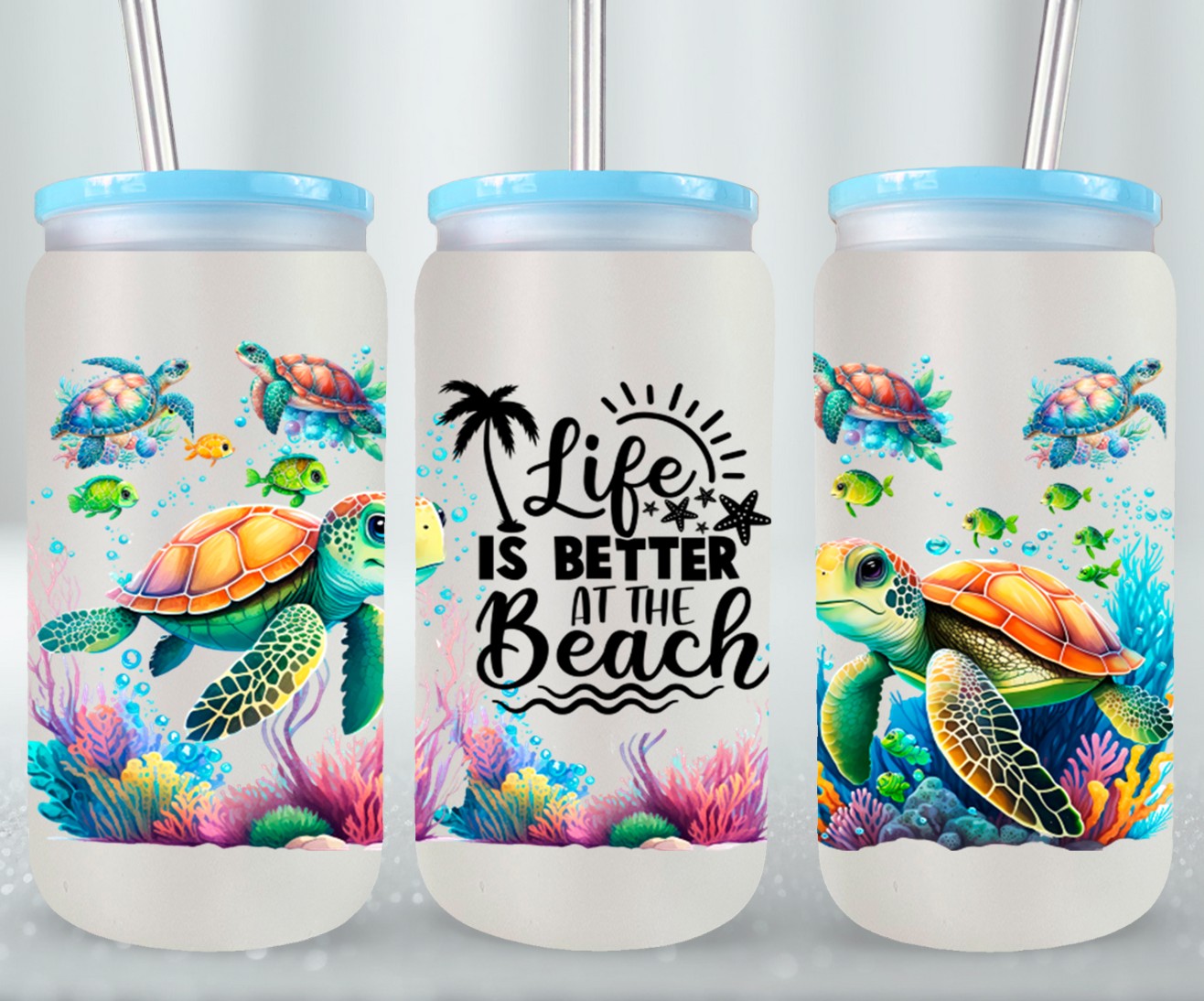 Life Is Better At The Beach Summer-10665 - glass can