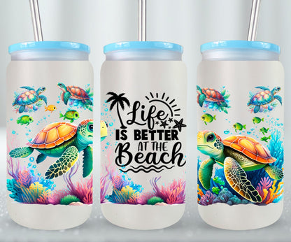 Life Is Better At The Beach Summer-10665 - glass can