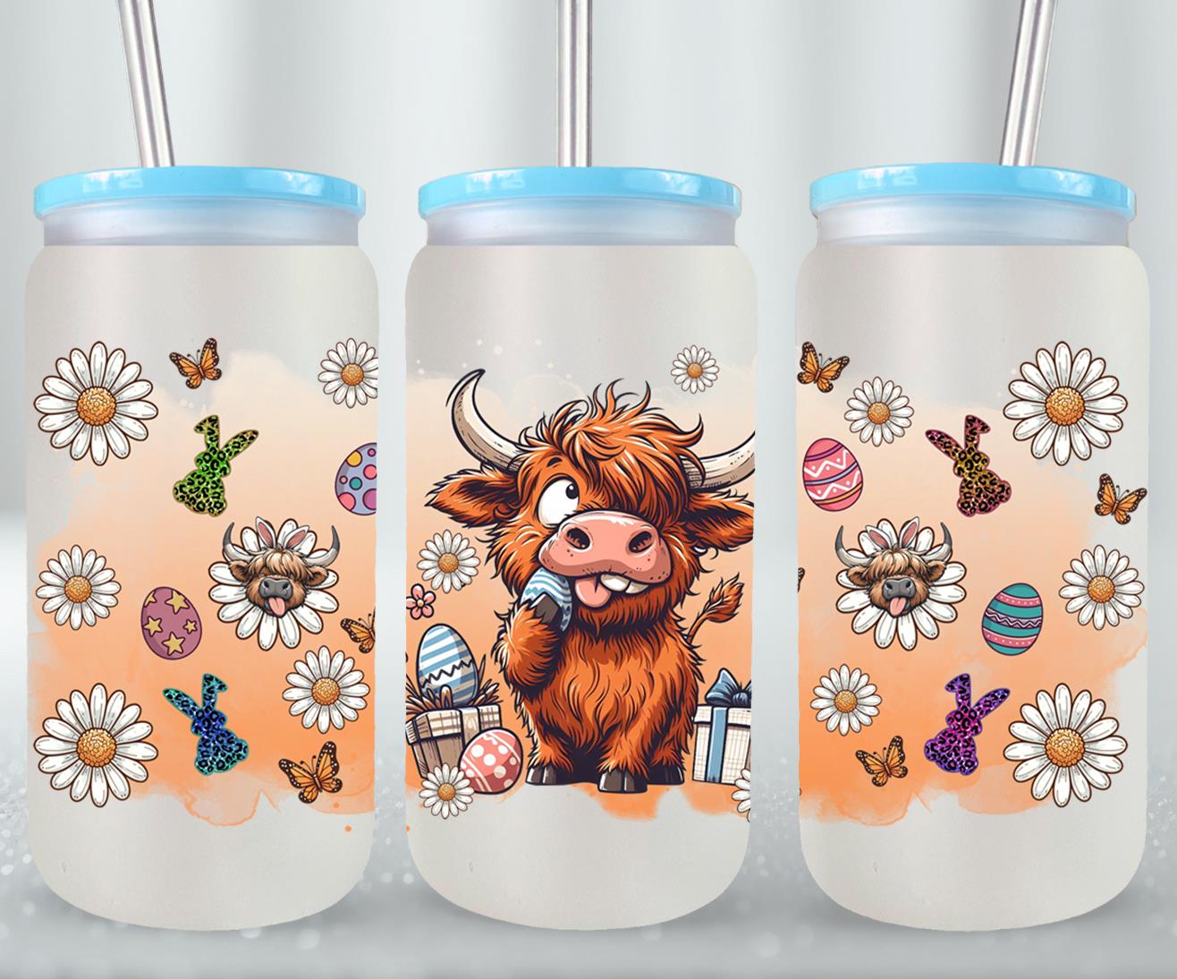 Highland Cow Easter-10384 - glass can