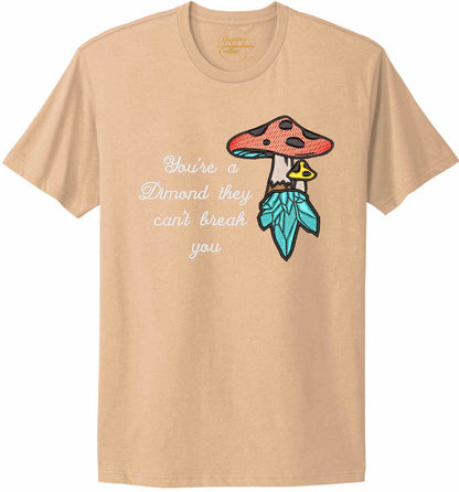 Crystal mushroom, positive message in embroidery - t-shirt