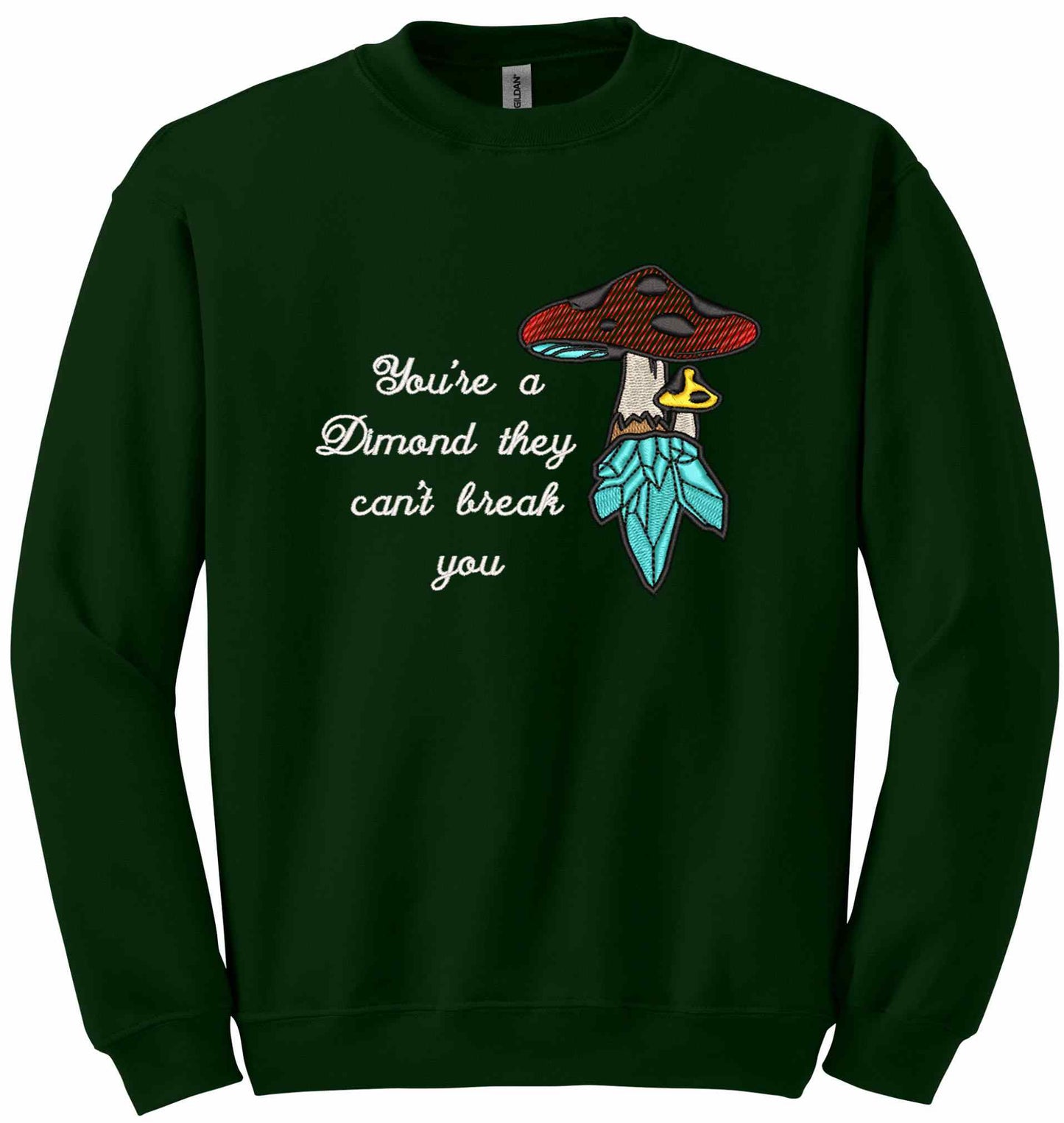 Crystal mushroom, positive message in embroidery-10626 - sweatshirt