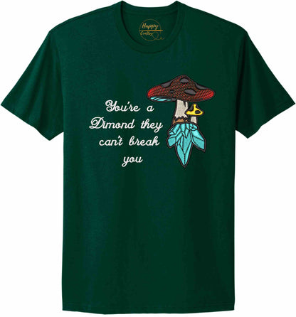 Crystal mushroom, positive message in embroidery - t-shirt