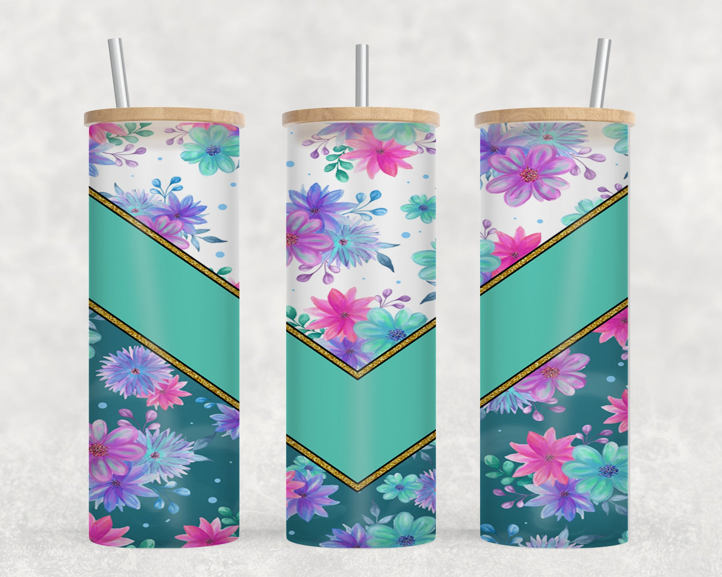 Green Vee Flower-10585 - glass can