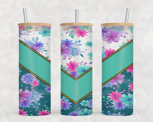 Green Vee Flower-10585 - glass can