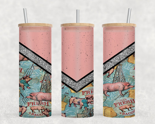 Pink Vee Pig - glass can