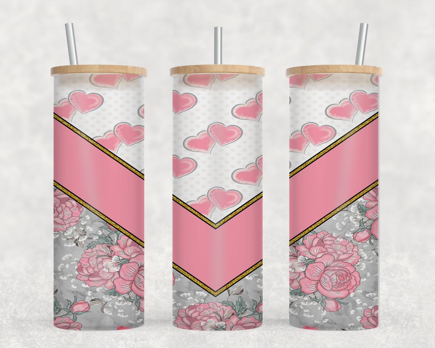 Pink Vee Flower-10598 - glass can