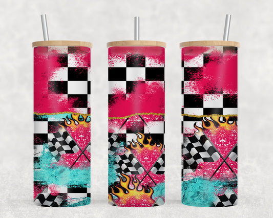 Race Flames - glass can