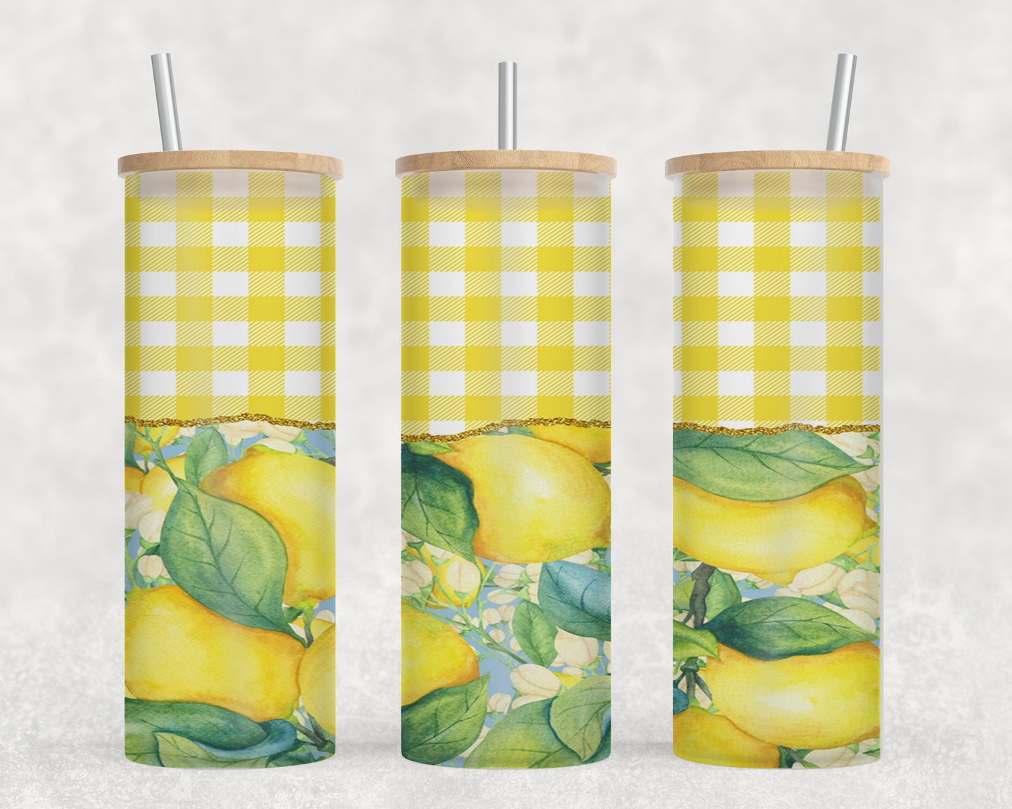 Lemons Plaid-10588 - glass can