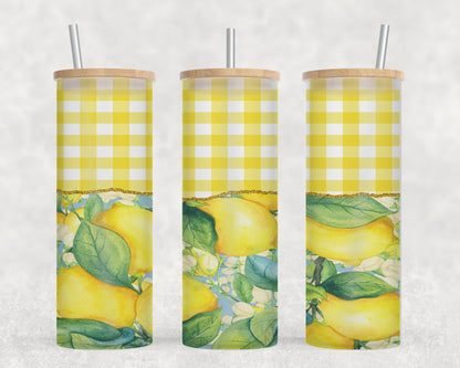 Lemons Plaid-10588 - glass can