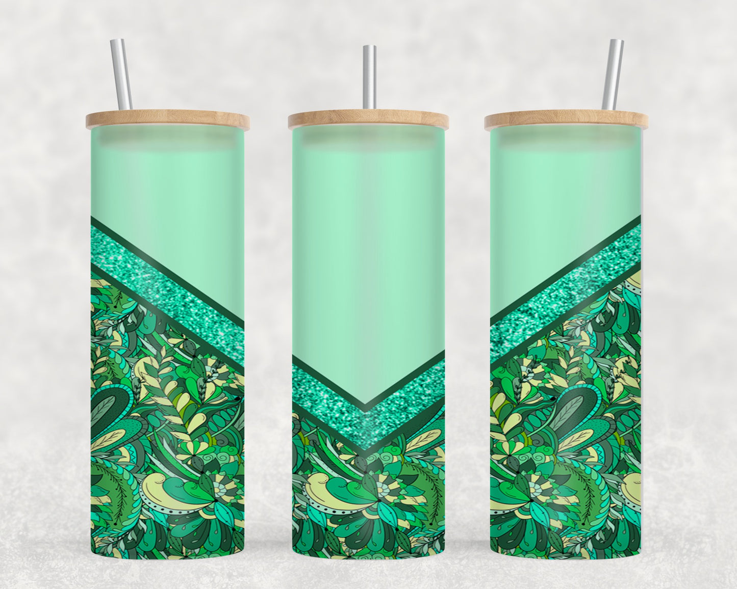 Abstract Flower Green-10554 - glass can