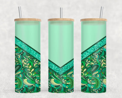 Abstract Flower Green-10554 - glass can