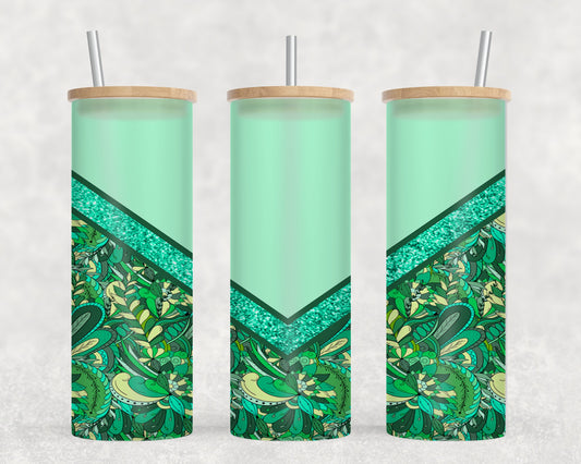 Abstract Flower Green-10554 - glass can