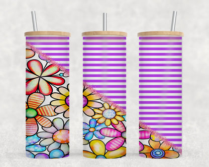 Flower Split Purple-10577 - glass can