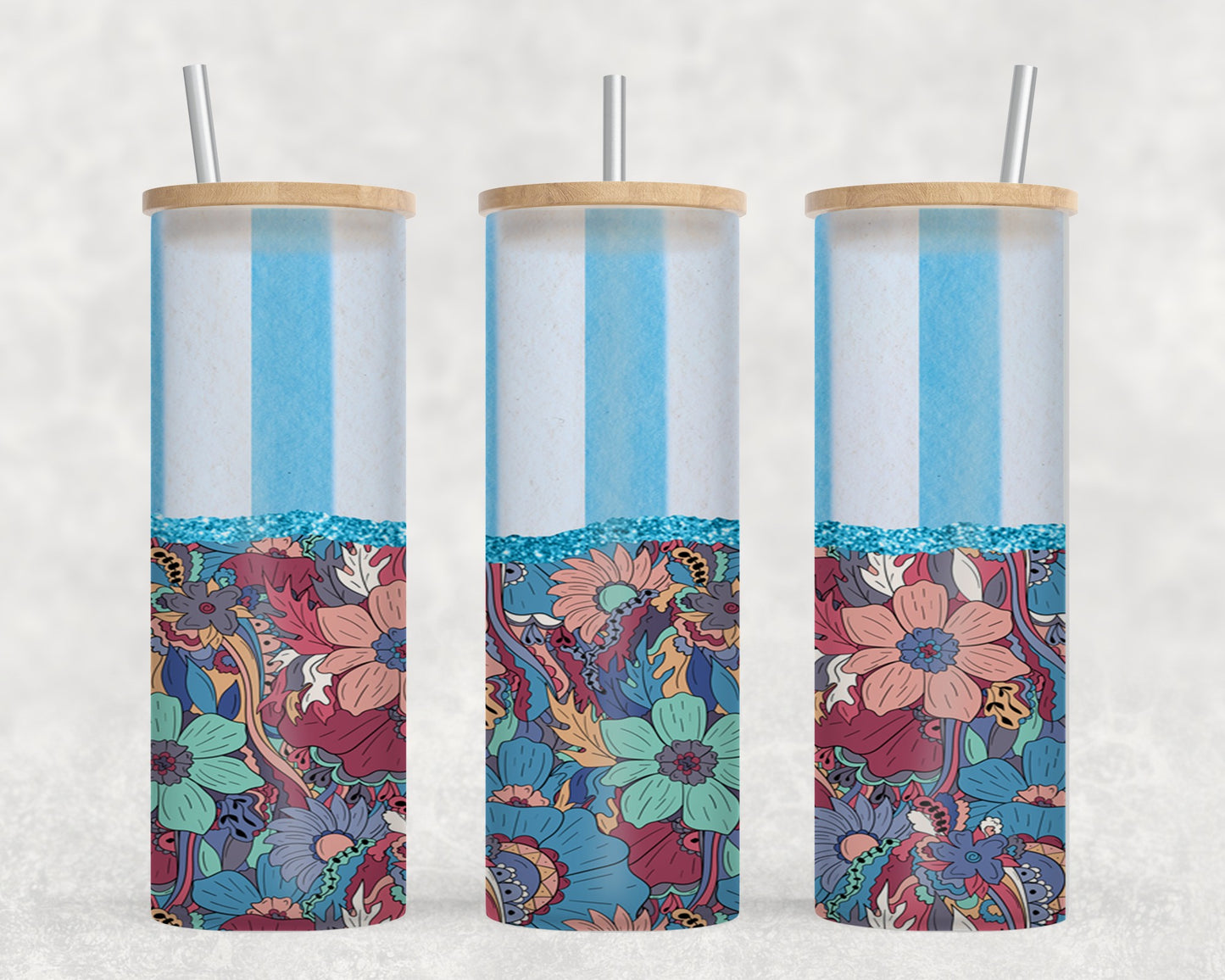 Floral Stripes-10574 - glass can