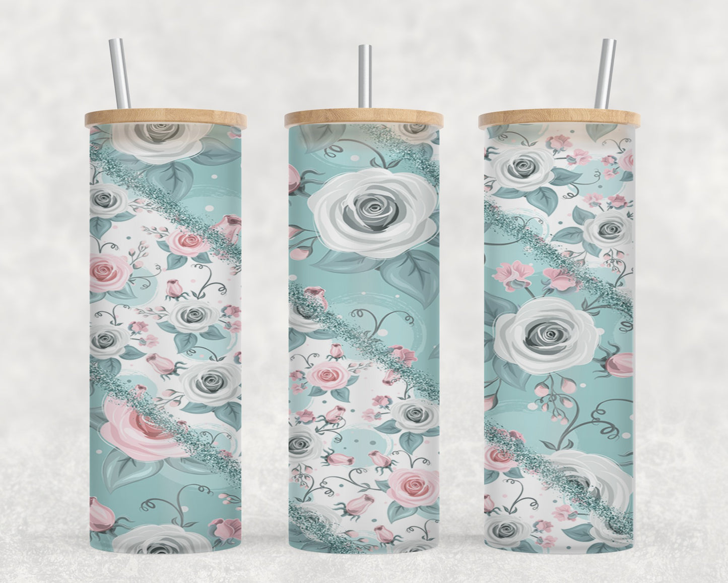 Flower Split Blue-10576 - glass can